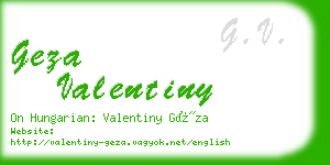 geza valentiny business card